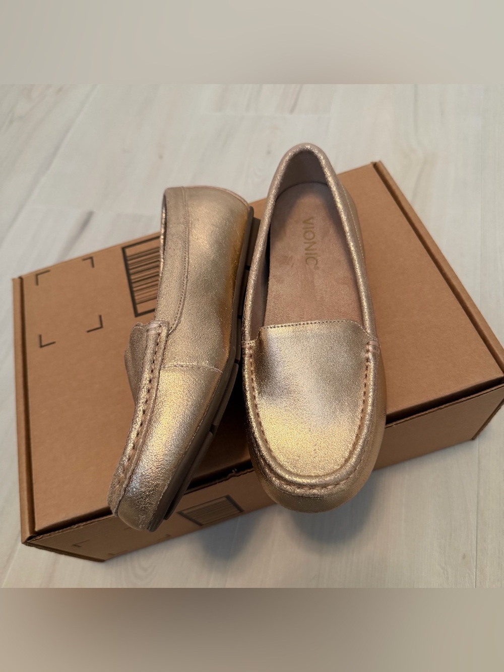 Vionic Metallic Gold Slip-On Loafers